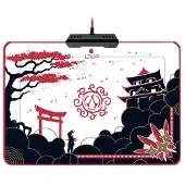 Lexip x Ubisoft - Beleuchtetes Mousepad - mikro-texturierte harte Oberfläche - Assassin's Creed Shadows - weiß, Schwarz, Gold, Rot