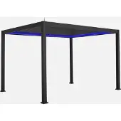 Sweeek - Pergola mit motorisiertem Lamellendach und LED-Beleuchtung Triomphe 3x4m - Anthrazit