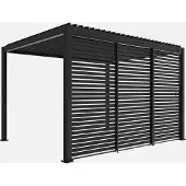 Sweeek - Pergola mit Lamellendach Triomphe 3x4m mit 3 Lamellenwänden 130cm - Anthrazit