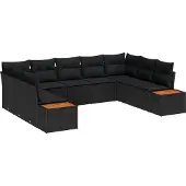 vidaXL Gartensofa-set 5 stk. 9-Sitzanzahl Schwarz Polyrattan