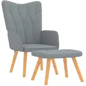 vidaXL Relaxsessel mit Hocker Hellgrau Stoff