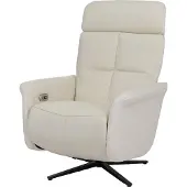 Mendler Relaxsessel MCW-L10, TV-Sessel Liegesessel, Liegefunktion drehbar, elektrisch verstellbar Voll-Leder creme-weiß