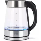 Livoo DOD199, 1,7 l, 2200 W, Schwarz, Edelstahl, Transparent, Glas, Edelstahl, Wasserstandsanzeige, Überhitzungsschutz