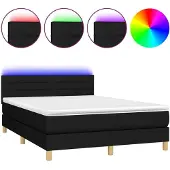 vidaXL Boxspringbett mit Matratze & LED Schwarz 140x200 cm Stoff