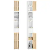 SoBuy Badezimmerschrank Hochschrank für kleine Bäder mit verstellbaren Einlegeböden Platzsparender Schmal Badschrank für Waschbecken Weiß BZR34-BW