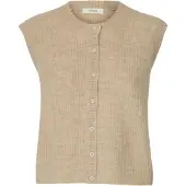 Selected Damen Pullover & Cardigans Slflulu Sl Button O-neck Vest - Beige - Größe XL