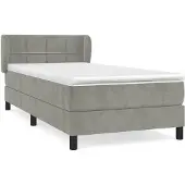 Syfax Boxspringbett mit Matratze Hellgrau 90x190 cm Samt