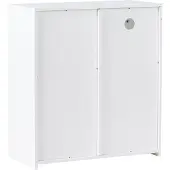Beliani Sideboard Weiß MDF Glas mit LED Beleuchtung Modernes Design Minimalistischer Stil Stauraum Aufbewahrung für Wohnzimmer Schlafzimmer