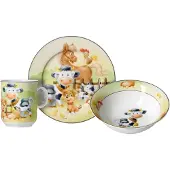 Ritzenhoff & Breker Kindergeschirr-Set "Hoftiere", bunt, 3 Stk., Porzellan, Geschirr-Sets, Kindergeschirr-Set, im Geschenkkarton, Topseller