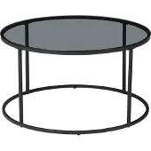 En.casa Couchtisch Kolari 45 x 80 cm Beistelltisch Wohnzimmertisch Glastisch Sofatisch rund Rauchglas 4 mm Schwarz