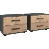 Wimex Stockholm Nachtschrank Graphit/Silver 2er Set