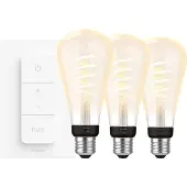Philips Hue Filament White Ambiance Edison XL 3er-Pack + Dimmer