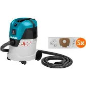 Makita VC2512L + Staubsaugerbeutel (5x)