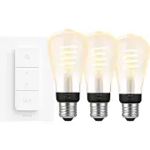 Philips Hue Filament White Ambiance Edison 3er-Pack + Dimmer