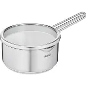 Tefal Kasserolle "Nordica, kleiner Topf Induktion 16 cm", silber (edelstahlfarben), B:18cm H:7,5cm L:33cm Ø:16cm, Töpfe, Kasserolle, Siebdeckel zum sicheren und mühelosen Abgießen, Doppelgriff