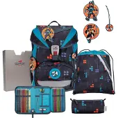 DERDIEDAS ErgoFlex Schulranzenset 5-teilig Ninja Fighter dunkelblau