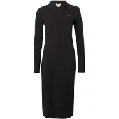 Calvin Klein Ls Woven Label Johnny Collar Midi Dress Black Größe: S | Blusenkleider Outlet | Damen | Schwarz