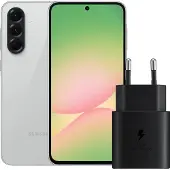 Samsung Galaxy A56 128GB Grau 5G + Ladegerät 25 Watt Schwarz