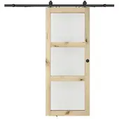 Vente-unique Wandschiebetür aus Holz und gehärtetem Glas - 3 Fenster - H 205 x B 83 cm - ACOSTA II