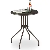 Relaxdays Gartentisch rund, Rattan Optik, Balkontisch klein, Kunststoff und Metall, Bistrotisch, HxD: 74x60 cm, braun