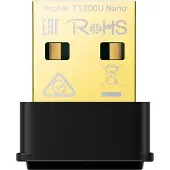 TP-LINK Archer T1300U Nano, Kabellos, USB, WLAN, Wi-Fi 5 (802.11ac), 867 Mbit/s, Schwarz, Gold