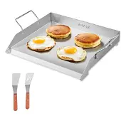 Vevor Grillplatte Grillpfanne aus Edelstahl universelle rechteckige Platte (448 x 370 mm) mit flacher Oberseite
