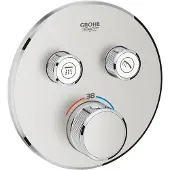 GROHE Grohtherm SmartControl Thermostat mit zwei Absperrventilen, Wandrosette rund, 29119DC0, Farbe: Supersteel