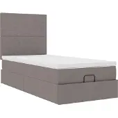 Syfax Ottoman-Bett mit Matratze Taupe 90x190 cm Stoff