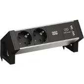 Bachmann DESK 2 ALU BLACK - Steckdosenleiste - Wechselstrom 250 V - Eingabe, Eingang GST18i3 - Ausgangsanschlüsse: 2 (2