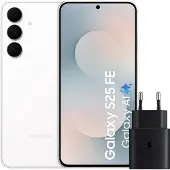 Samsung Galaxy S25 FE 128GB Weiß 5G + Ladegerät 25 Watt Schwarz