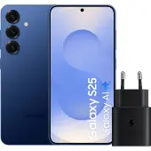 Samsung Galaxy S25 256GB Dunkelblau 5G + Ladegerät 25 Watt Schwarz