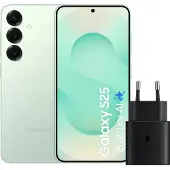 Samsung Galaxy S25 256GB Mintgrün 5G + Ladegerät 25 Watt Schwarz
