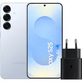 Samsung Galaxy S25 256GB Hellblau 5G + Ladegerät 25 Watt Schwarz