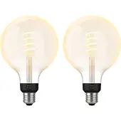 Philips Hue Filamentlampe White Ambiance Globe XL Doppelpack