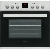 Sharp K-62D19IM0-EU Einbau Herdset 60 cm 69 L EEK A Glaskeramik Kochfeld 4 Kochzonen Bräterzone Heißluft Edelstahl Schwarz