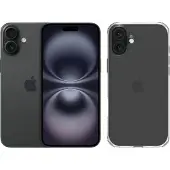 Apple iPhone 16 Plus 128GB Schwarz + BlueBuilt Protective Backcover Transparent
