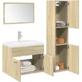 vidaXL 4-tlg. Badmöbel-Set Sonoma-Eiche Holzwerkstoff