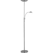 Brilliant LED Deckenfluter ROSANNA mit warmweißem Licht | Stehleuchte mit einstellbarem Lesearm und Drehdimmer in silber| Metall | 1,8m Höhe | 26W | 2500 Lumen | 3000 Kelvin
