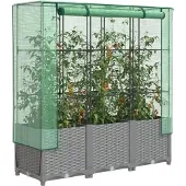 vidaXL Hochbeet mit Gewächshaus-Aufsatz Rattan-Optik 120x40x138 cm