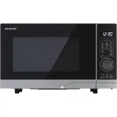 Sharp YC-PG204AE-S Mikrowelle mit Grill, Mikrowelle: 700W, Grill: 900W, 10 Leistungsstufen, silber