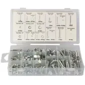 Perel 240-teiliges Schrauben- und Muttern-Set aus verzinktem Stahl mit Federringen und Box,