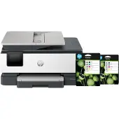 HP OfficeJet Pro 8134e + 2 schwarze Patronen + 2 Farbpatronen