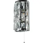 Licht-Erlebnisse Wandleuchte mit Schalter Metall Glas H: 27 cm Chrom E14 2-flammig Art Déco Wandlampe