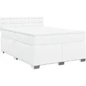 Syfax Boxspringbett mit Matratze Weiß 140x190 cm Kunstleder