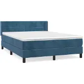 Syfax Boxspringbett mit Matratze Dunkelblau 140x190 cm Samt