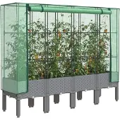 vidaXL Hochbeet mit Gewächshaus-Aufsatz Rattan-Optik 160x40x140 cm