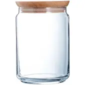 Luminarc Pure Jar - Vorratsglas mit Holzdeckel - 1L - Glas - (6er-Set).