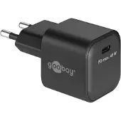 Goobay 45 W USB-C PD GaN Schnellladegerät Nano schwarz, 1x USB-C-Anschluss (Power Delivery)