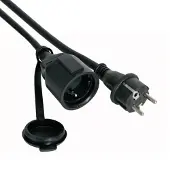 Perel Verlängerungskabel, H05RR-F 3G2,5, 5 m, 16 A/230 V, 3680 W, Typ E/F, Schuko, IP44, Gummi, schwarz
