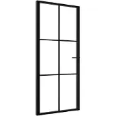 vidaXL Innentür ESG Glas und Aluminium 93x201,5 cm Schwarz